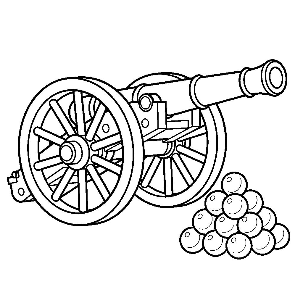 Ágyú színező gyerekeknek - 1848-as szabadságharc