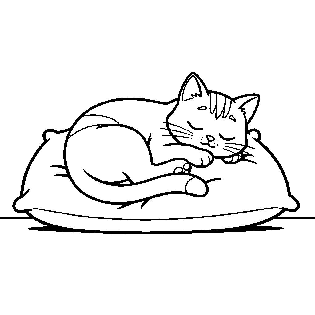 Alvó cica nyomtatható rajz - Színező gyerekeknek