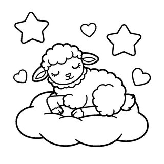 Békésen alvó bárányka rajz