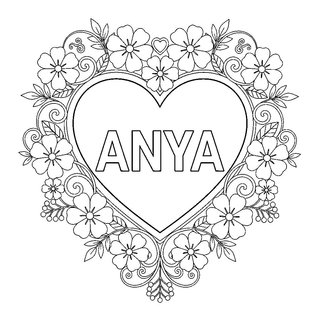 ANYA felirat szívben virágokkal