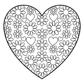 Nagy virágos szív motívum A4 méretben