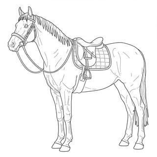 Aprólékos lovas színező nyereggel és kantárral