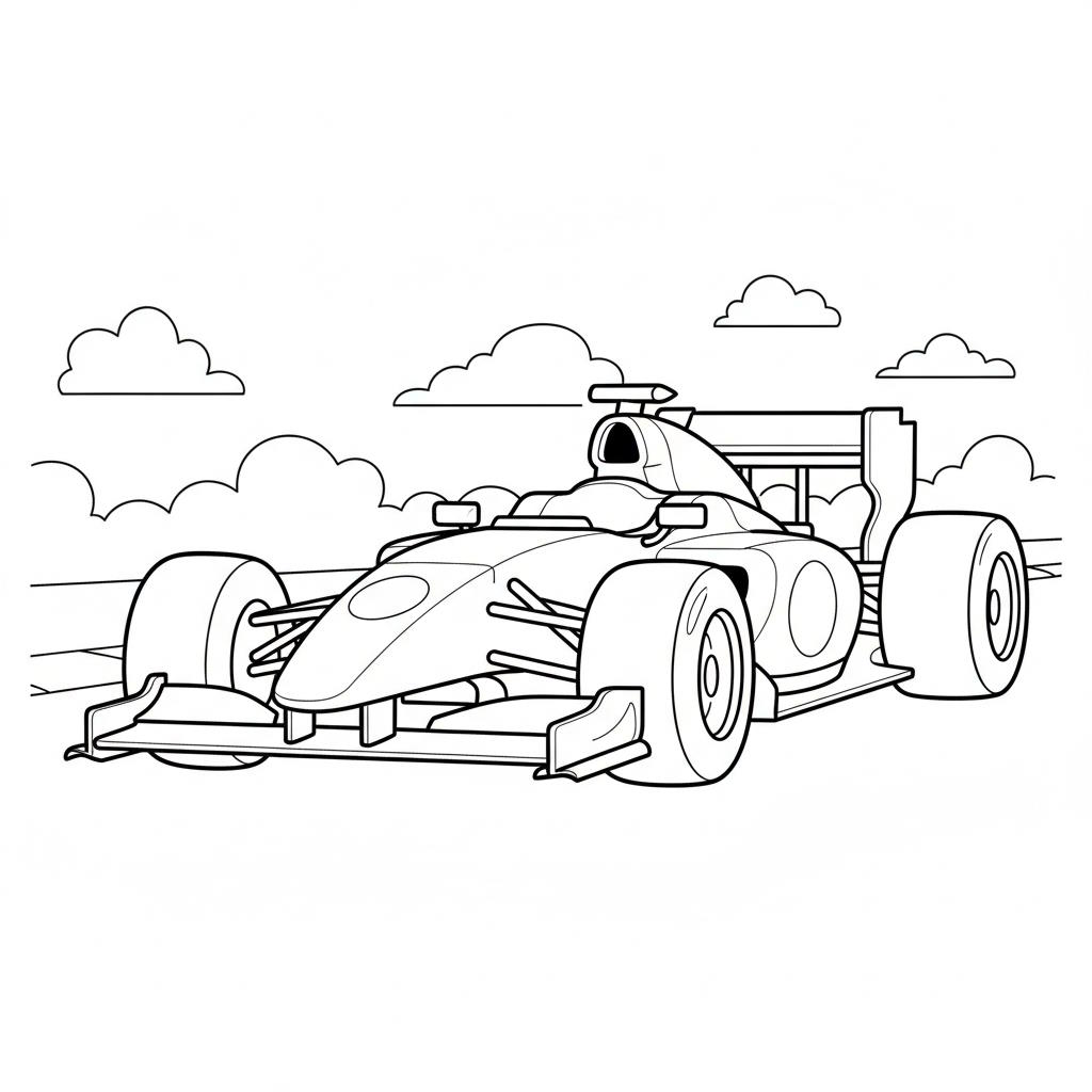 Forma 1 versenyautó kifestő - nyomtatható és le is tölthető