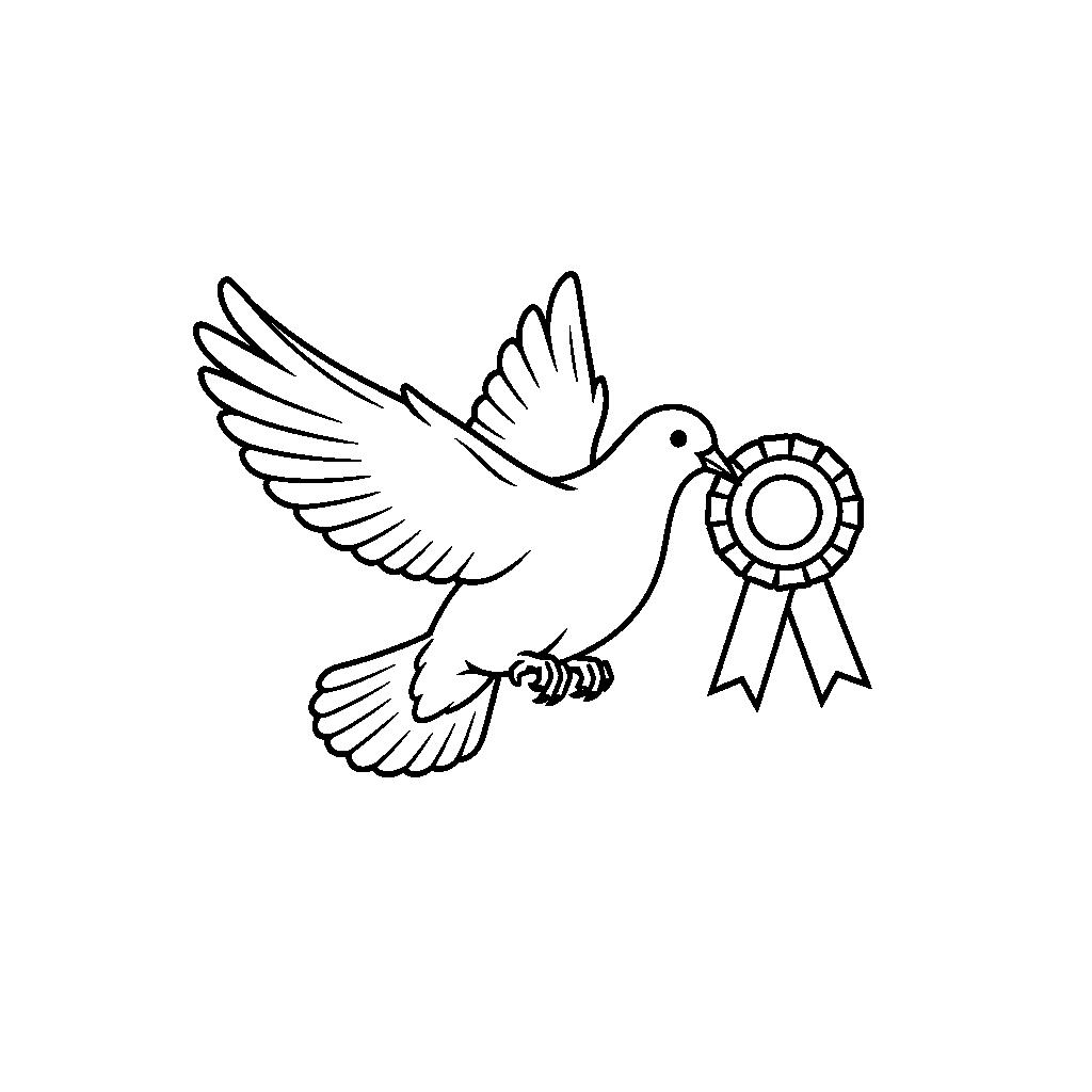 Békegalamb kokárdával - Ünnepi színező