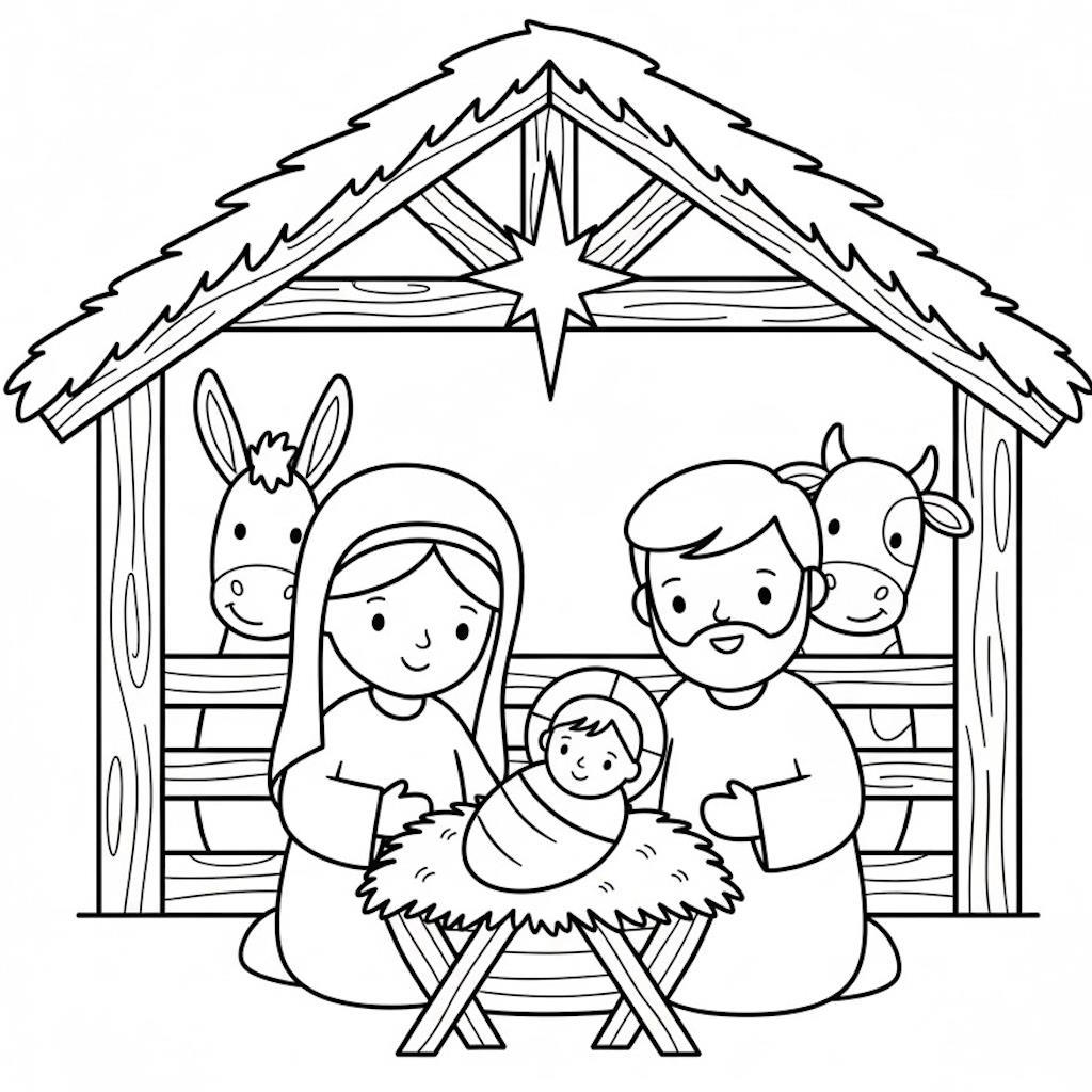 Betlehemi jászol színezőlap gyerekeknek