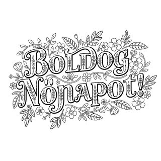 Virágos betűkkel írt Boldog Nőnapot felirat