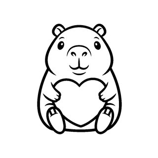 Szívet ölelő cuki kapibara rajz