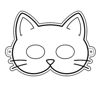 Egyszerű kivágható cicafej álarc kifestő