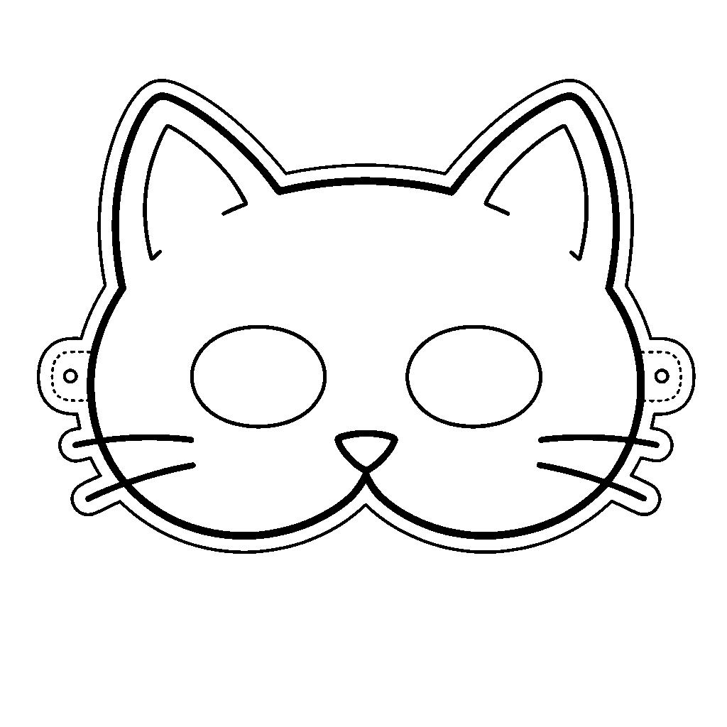 Cica maszk sablon - Nyomtatható macska álarc színezőlap