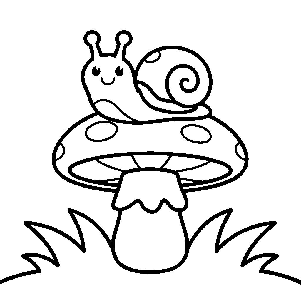 Csiga a gombán - Tavaszi rajz kicsiknek