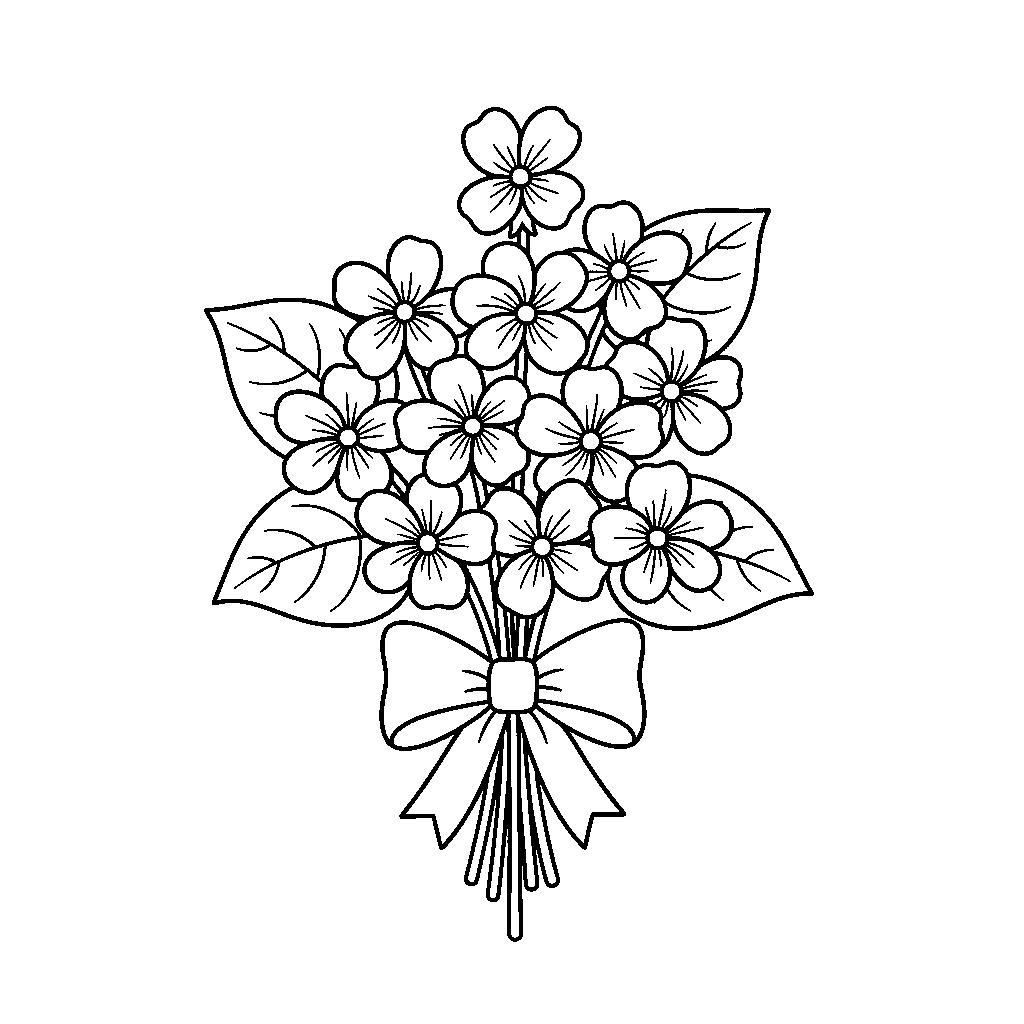 Ibolya csokor színező szalaggal - Tavaszi virág