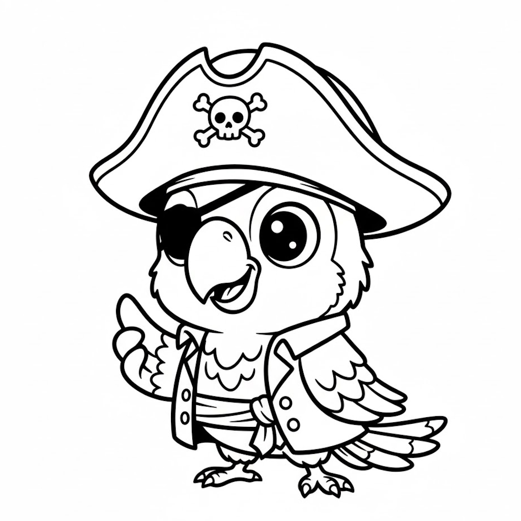 Kalóz jelmezes papagáj színező - Cuki farsangi rajz