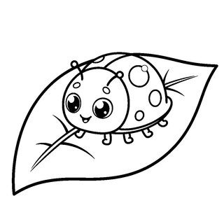 Falevélen mászó aranyos katicabogár