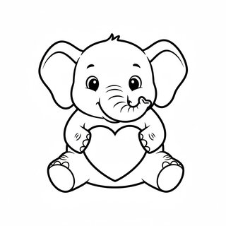 Kiselefánt ormányával szívet tart Valentin napi kifestő