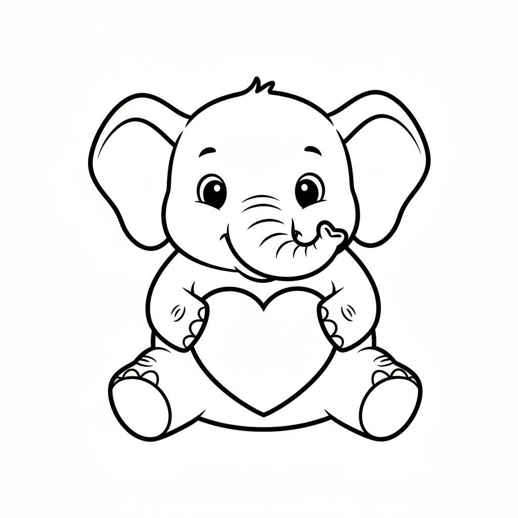 Cuki kiselefánt szívvel - Valentin napi kifestő