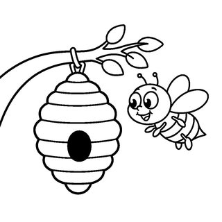 Méhecske és méhkaptár színező