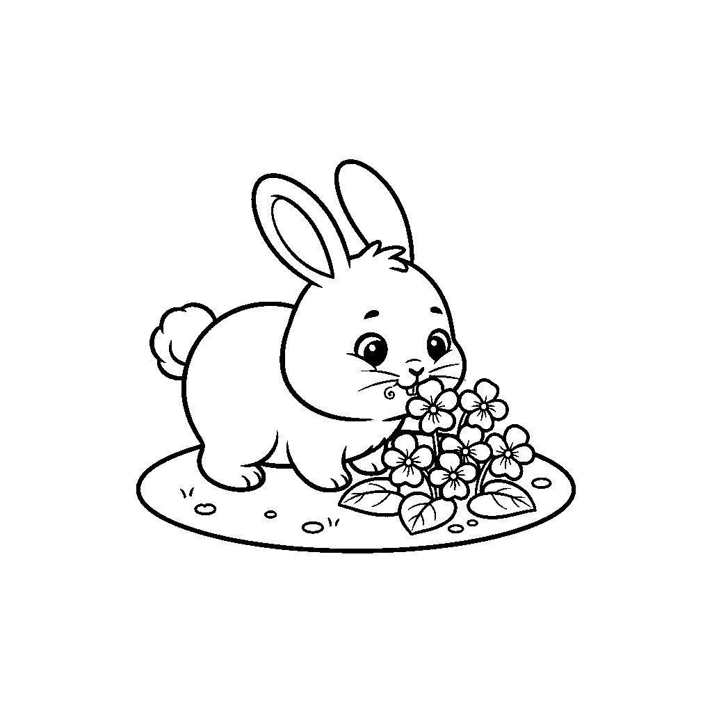 Cuki nyuszi ibolyával - Tavaszi kifestő ovisoknak