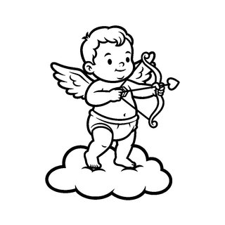 Cuki Kupidó angyalka íjjal és nyíllal rajz ovisoknak