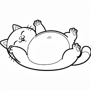 Hátán fekvő vicces dagadt macska