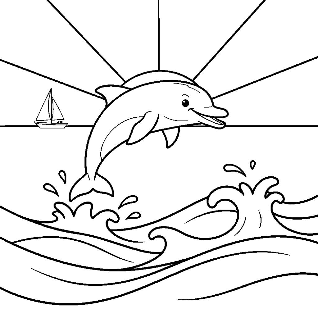Ugró delfines kaland színező ovisoknak