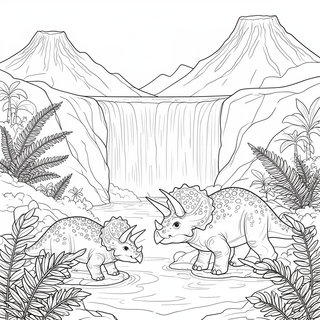 Triceratops dínó színező, részletes nyomtatható rajz