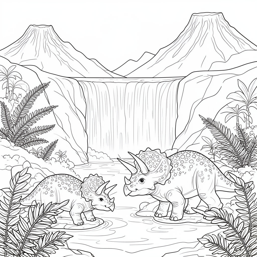 Triceratops dínó színező - részletes nyomtatható rajz