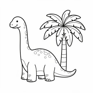 Cuki rajzfilmes Brachiosaurus dínós színező ovisoknak