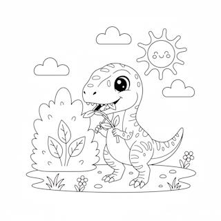 Aranyos rajzfilmes Velociraptor dínó színező ovisoknak