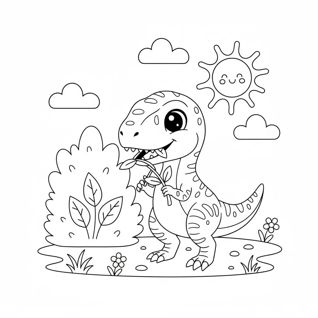 Aranyos Velociraptor színező ovisoknak - rajzfilm stílus