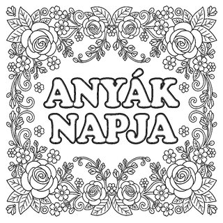 Virágos keretű Anyák Napja képeslap