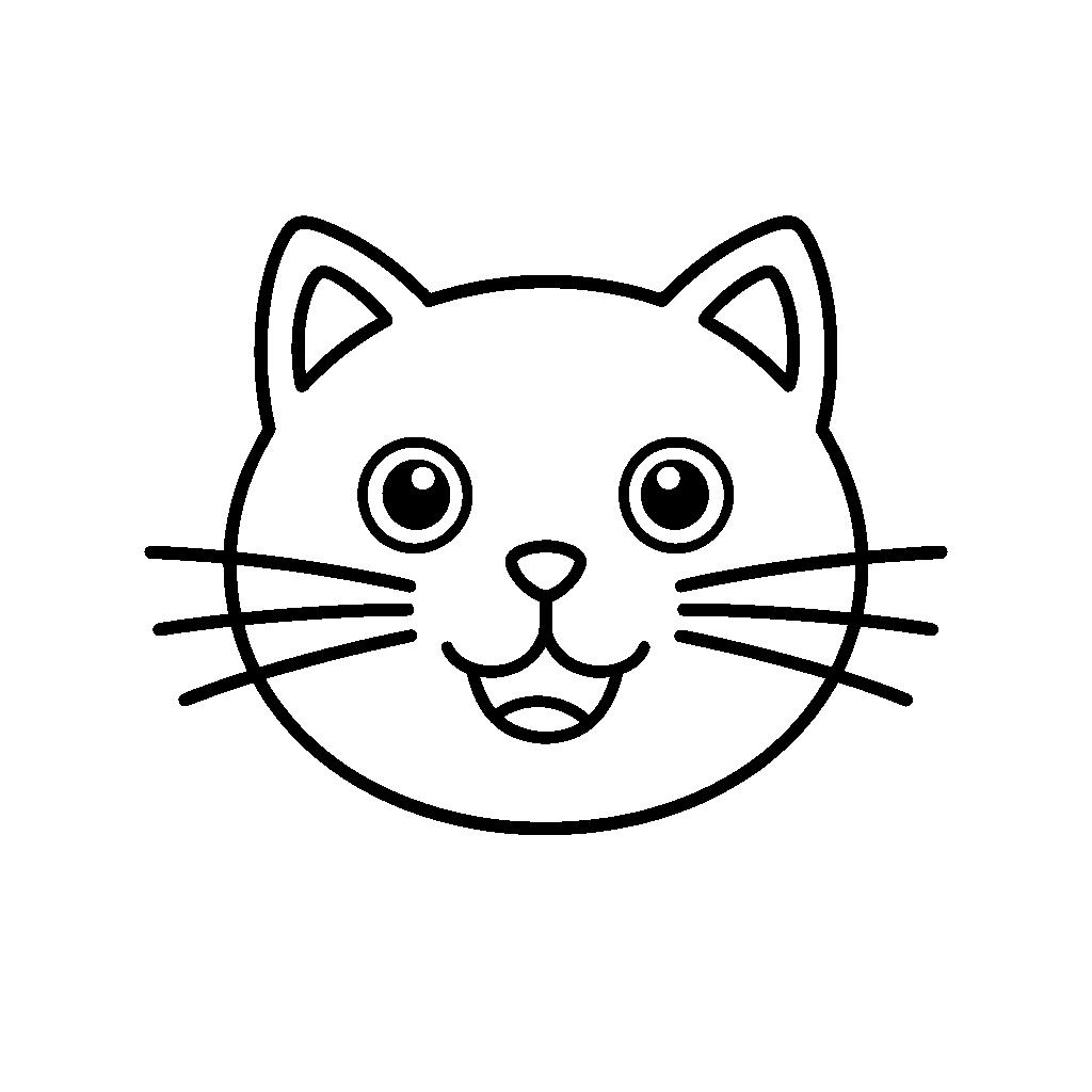 Egyszerű cica rajz ovisoknak - Macskafej bajusszal
