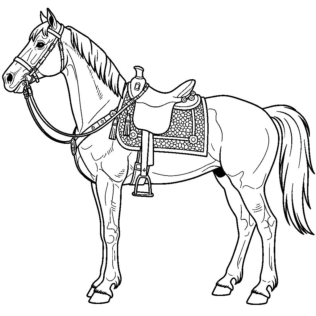 Felszerszámozott huszárló színező