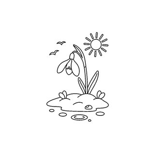Hó alól kibújó hóvirág rajz