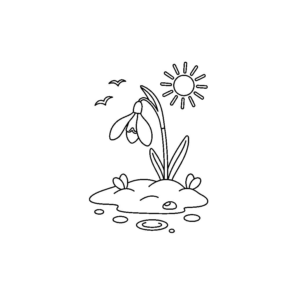 Hóvirág a hóban - A tavasz hírnöke színező