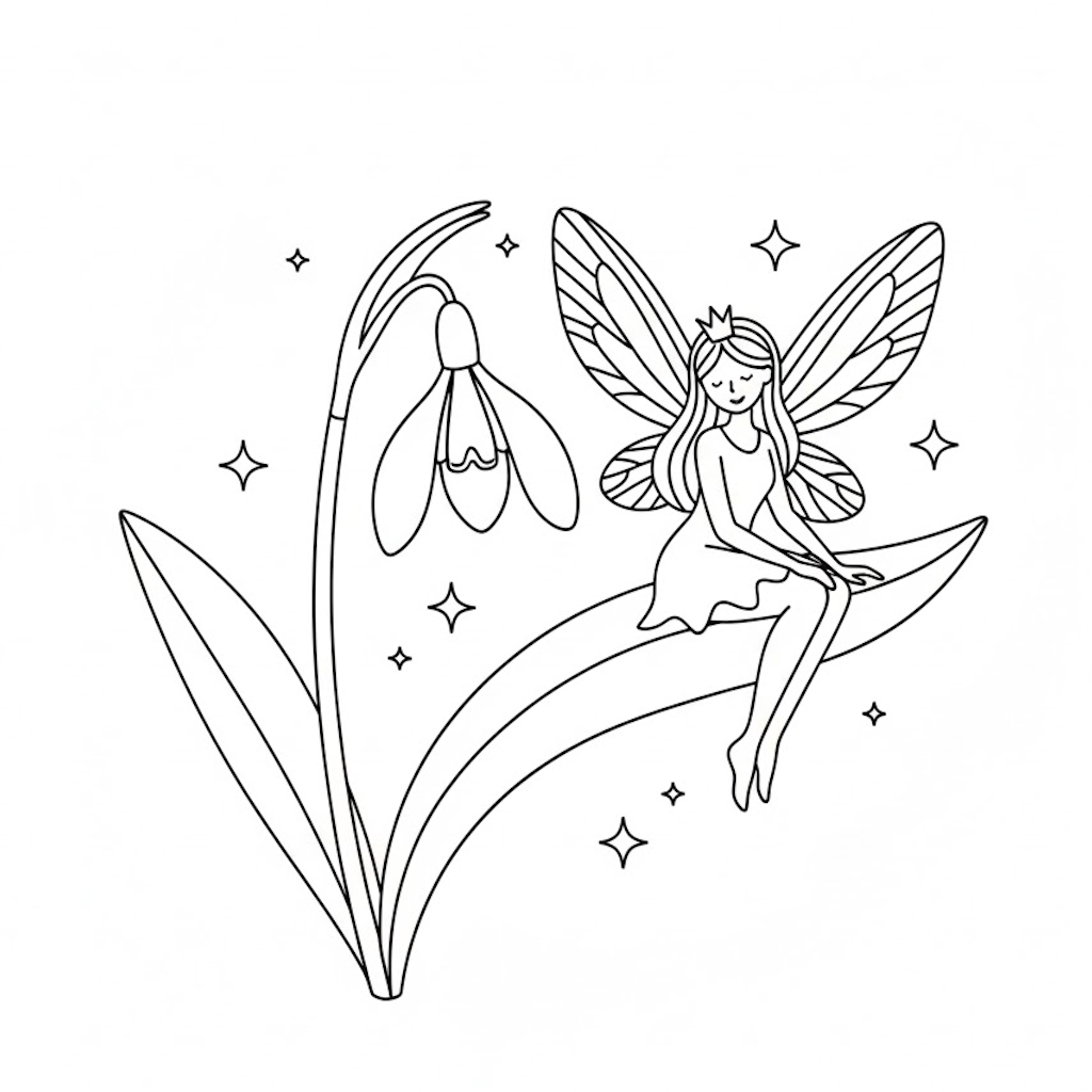 Hóvirág tündér színezőlap lányoknak