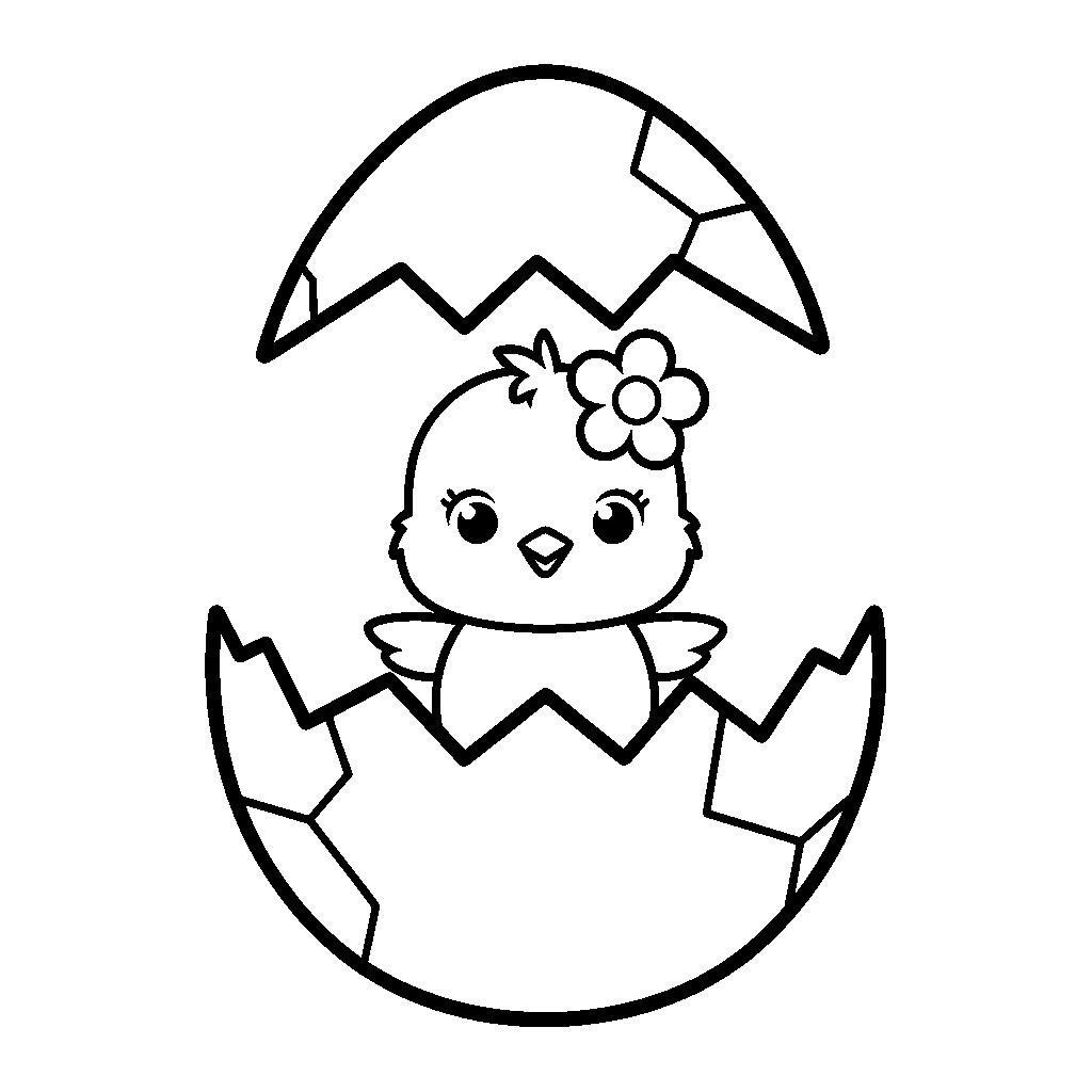 Húsvéti csibe tojáshéjban - Kifestő ovisoknak