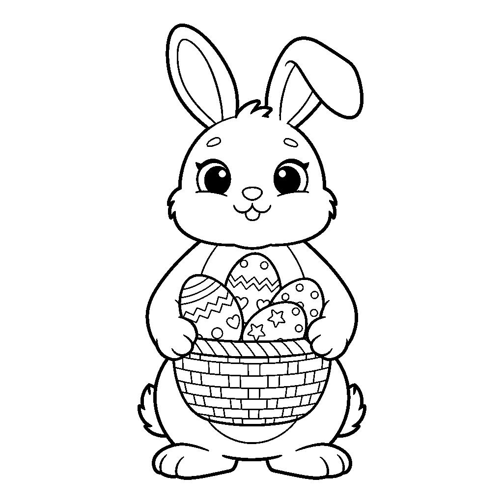 Húsvéti nyuszi kosárral színező gyerekeknek