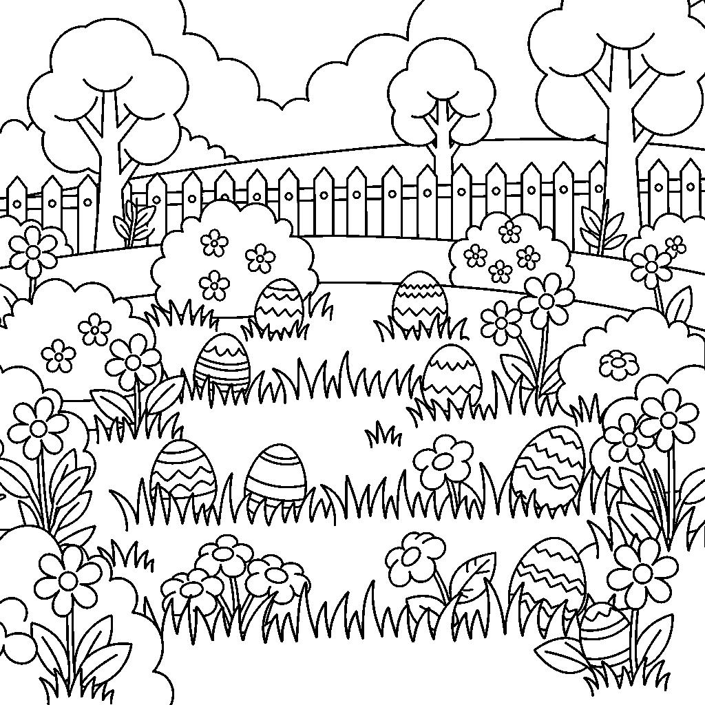 Húsvéti tojásvadászat kifestő gyerekeknek