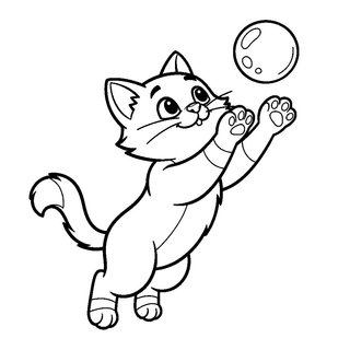 Buborékot elkapni próbáló játszó kiscica