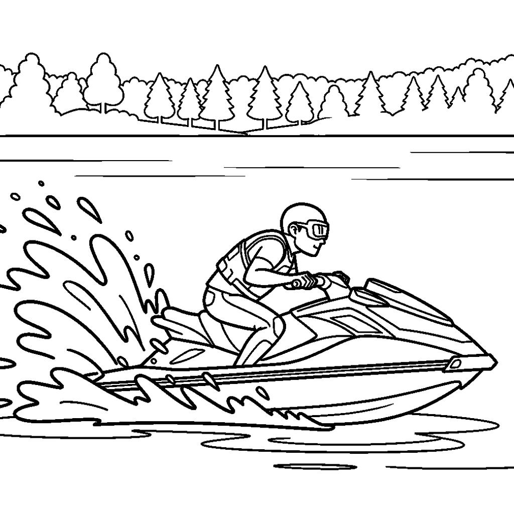 Száguldó jet ski színezőlap - Letölthető PDF