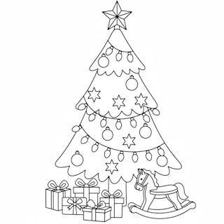 Karácsonyfa színező ovisoknak ingyen – egyszerű karácsonyfa ajándékokkal és hintalóval