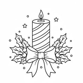 Egyszerű kifestő gyerekeknek fenyőágon egy díszes gyertya