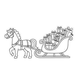 Karácsonyi lovas színező ovisoknak, paci szánnal