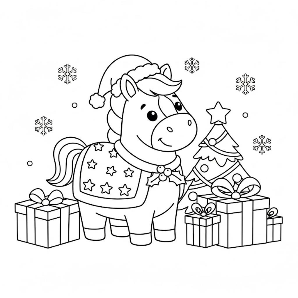 Karácsonyi lovas színező óvodásoknak - nyomtatható és letölthető
