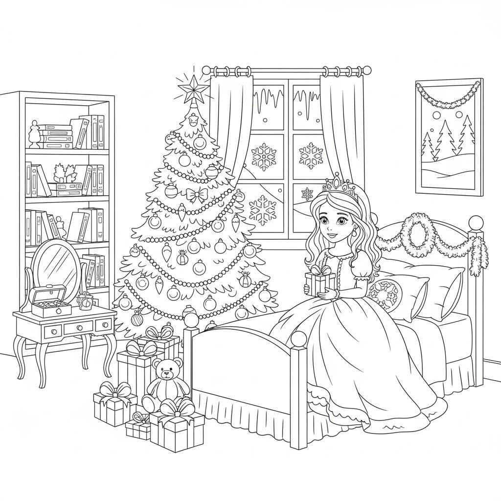 Karácsonyi színező lányoknak - hercegnős – nyomtasd és színezz