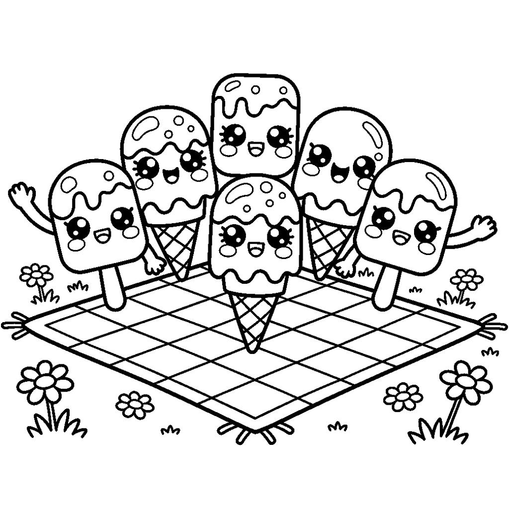 Szuper cuki kawaii fagyi színező ovisoknak
