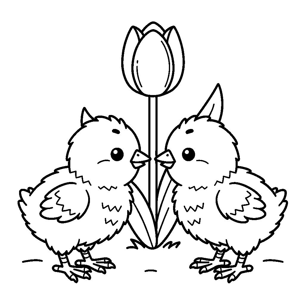 Két kiscsibe húsvéti színező nyomtatható