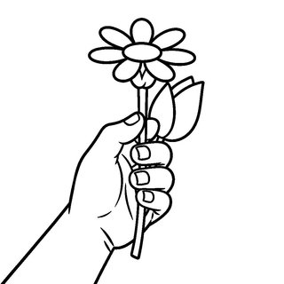 Gyerek kéz virágot nyújt át