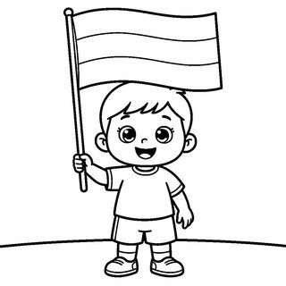 Zászlót lengető kisfiú rajz