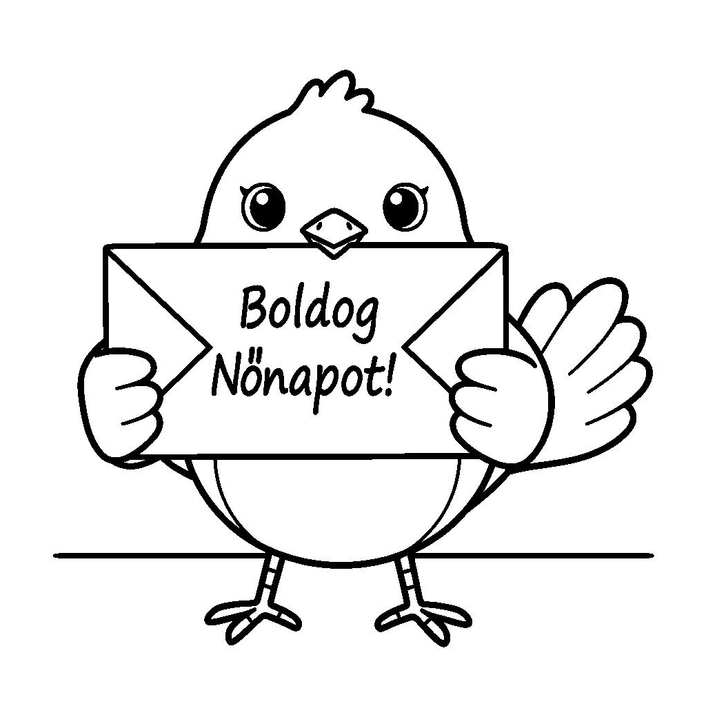 Kismadár levéllel - Boldog Nőnapot színező